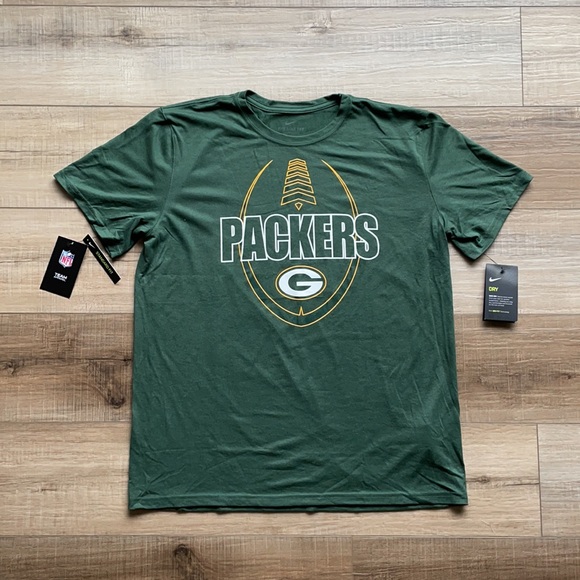 NWT Nike Green Bay Packers NFL Football Dry Standard Fit Polyester Green T-Shirt - Picture 2 of 5